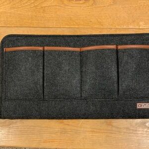 Gray Felt Organizer with Brown Trim